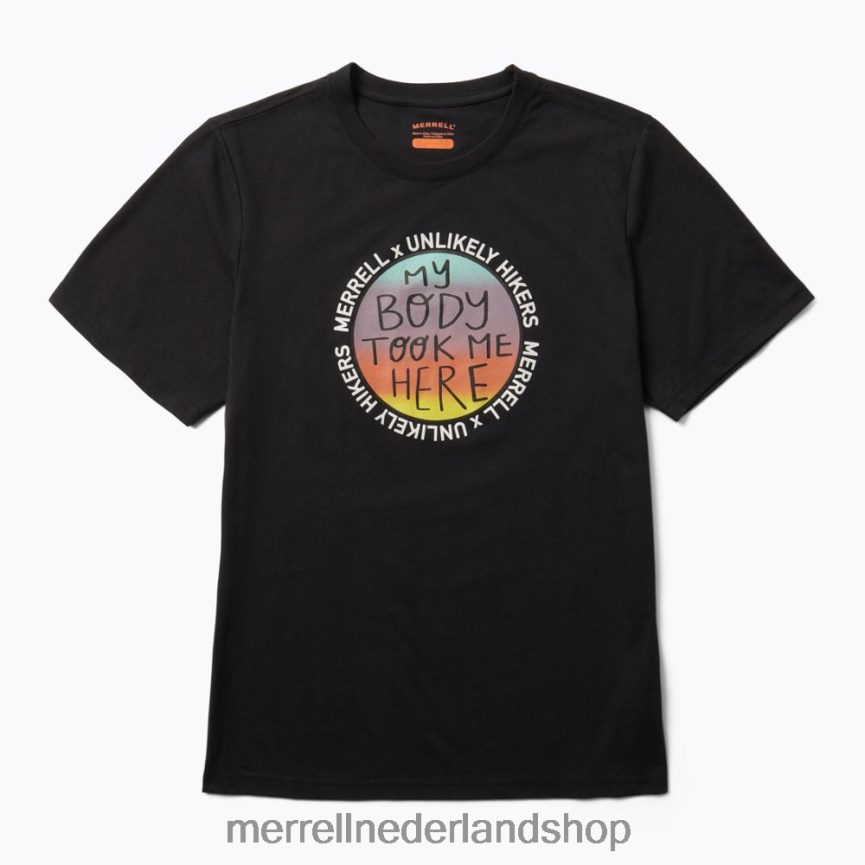 Unlikely Hikers X Merrell Heren 4FFP6T451 T-shirt met korte mouwen (jms26681-010) kleren zwart