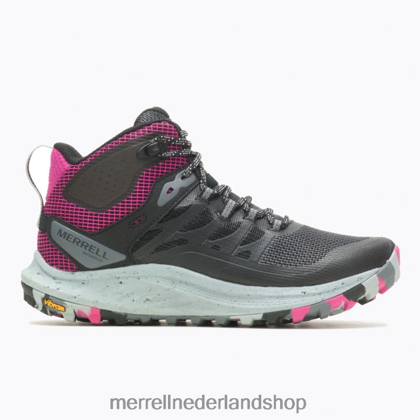 Merrell uniseks 4FFP6T1084 antora 3 mid waterdicht (j067582) schoenen zwart/fuchsia