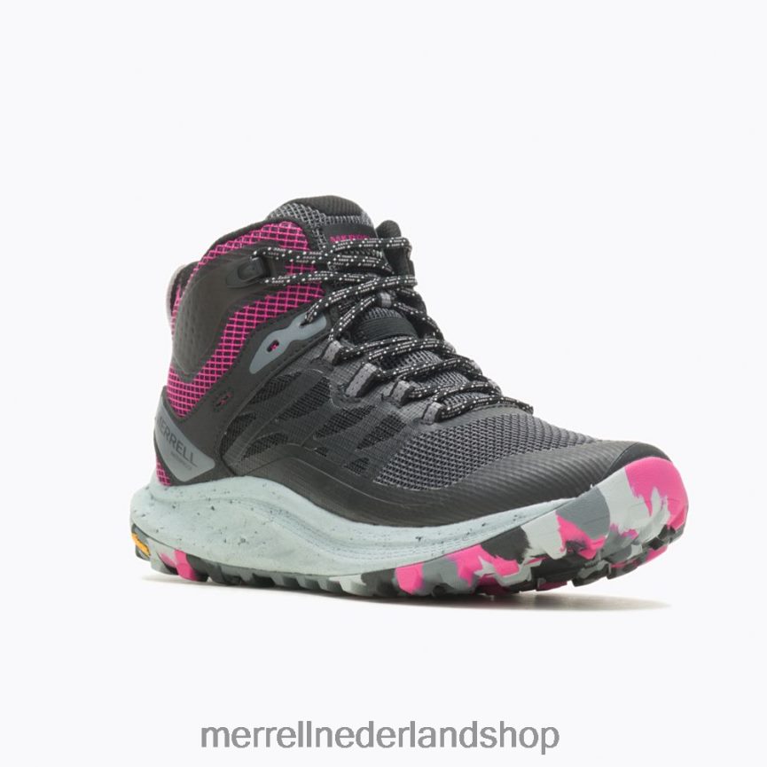 Merrell uniseks 4FFP6T1084 antora 3 mid waterdicht (j067582) schoenen zwart/fuchsia