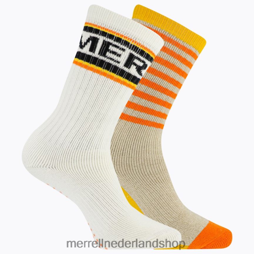 Merrell uniseks 4FFP6T1470 geborstelde ronde sokken, set van 2 (jsf26900-800) accessoires oranje