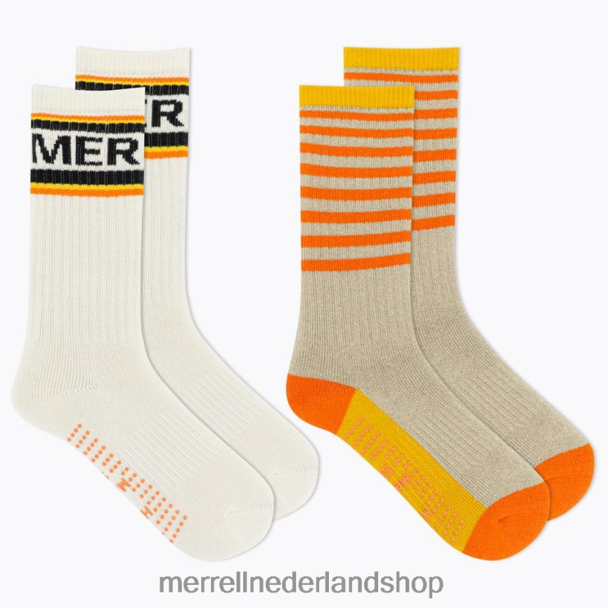 Merrell uniseks 4FFP6T1470 geborstelde ronde sokken, set van 2 (jsf26900-800) accessoires oranje