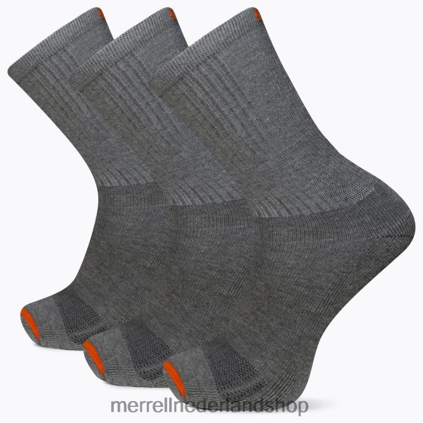 Merrell uniseks 4FFP6T216 gewatteerde katoenen ronde sok (jss26595-020) accessoires grijze heide