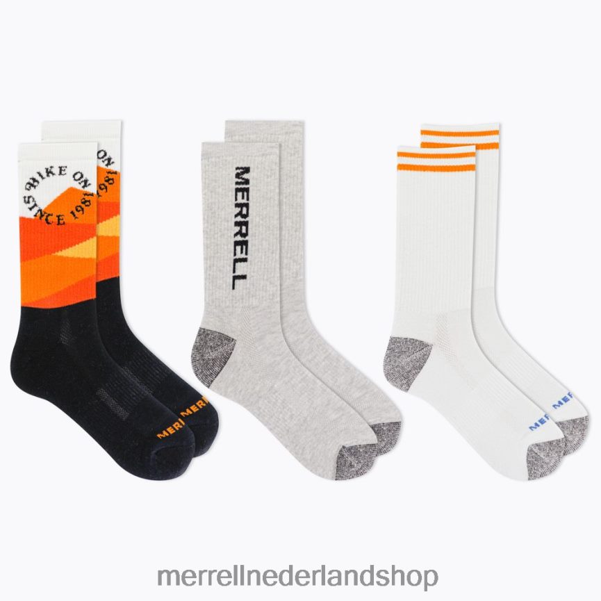 Merrell uniseks 4FFP6T310 gerecyclede crew sokken 3-pack (jsf26906-001) accessoires zwart assortiment