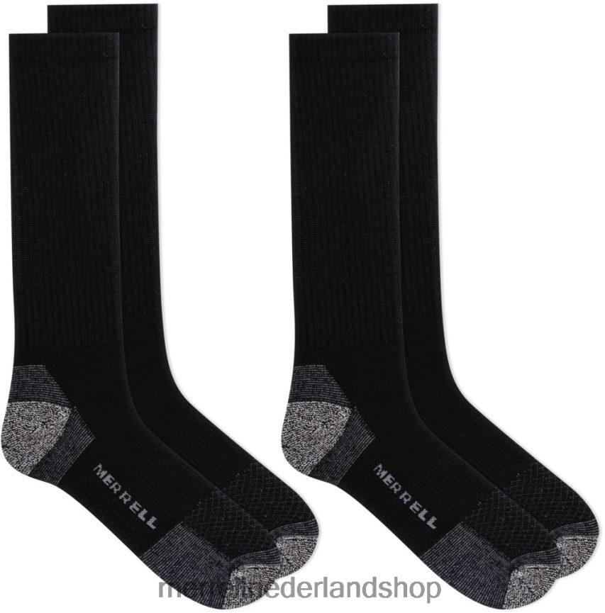 Merrell uniseks 4FFP6T314 robuuste stalen neus crew sok 2 pack (jss26717-010) accessoires zwart