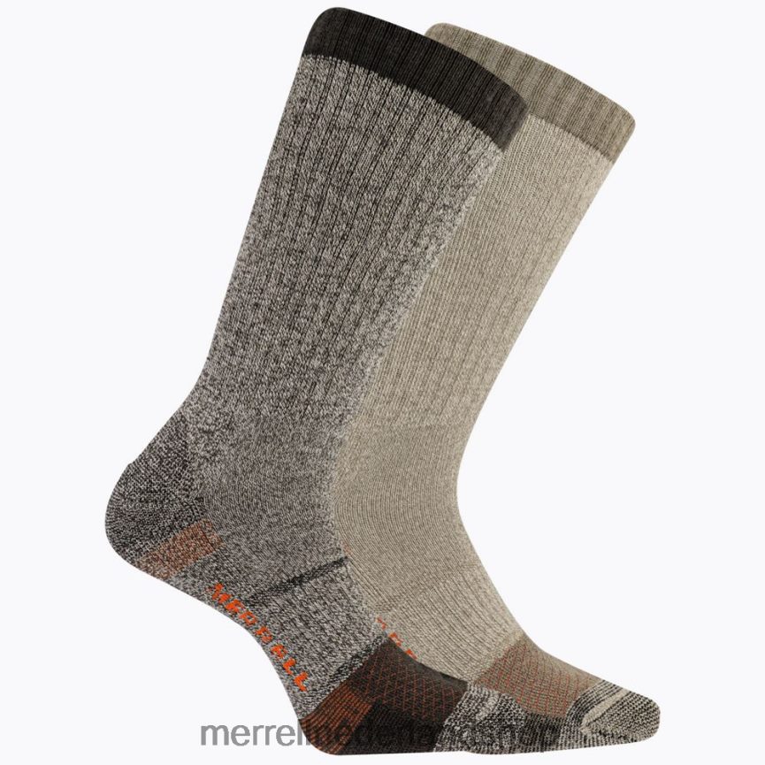 Merrell uniseks 4FFP6T315 robuuste stalen neus crew sok 2 pack (jss26717-238) accessoires bruin ass.