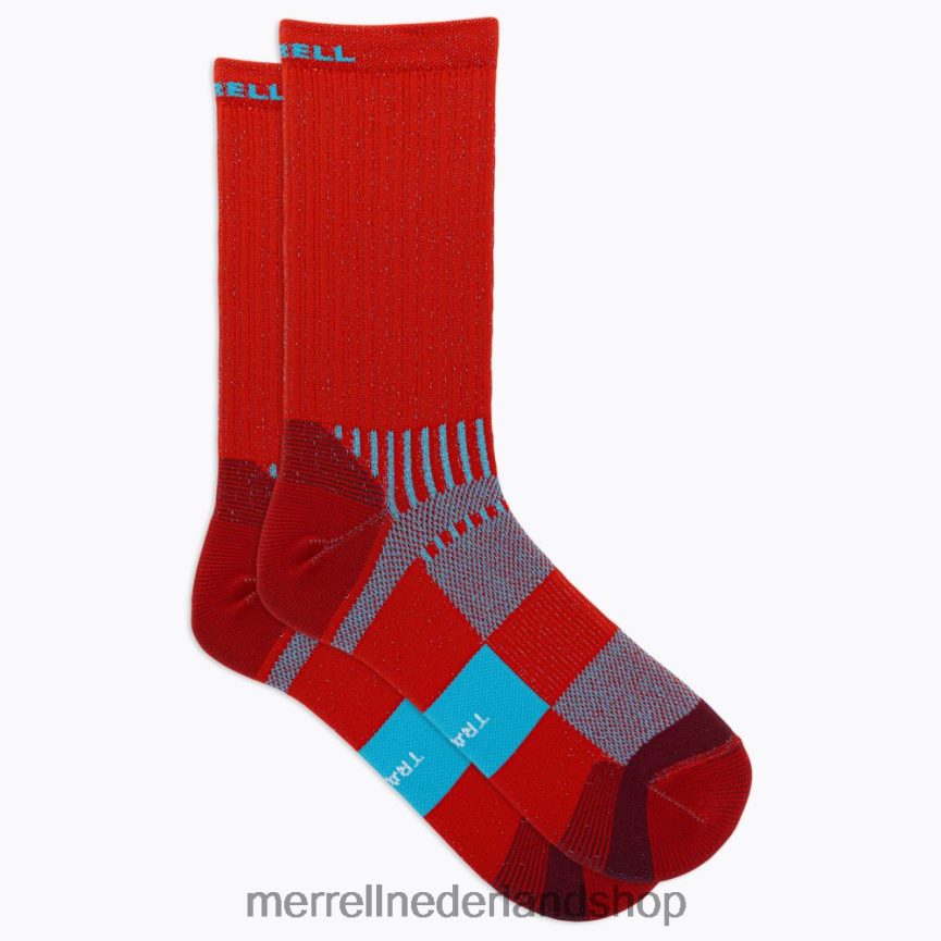 Merrell uniseks 4FFP6T470 trail runner lichte sok met ronde hals (jss27021-600) accessoires rood
