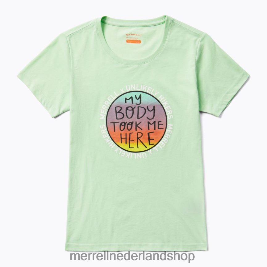 Unlikely Hikers X Merrell vrouwen 4FFP6T1266 T-shirt met korte mouwen (jws26683-330) kleren mist groen