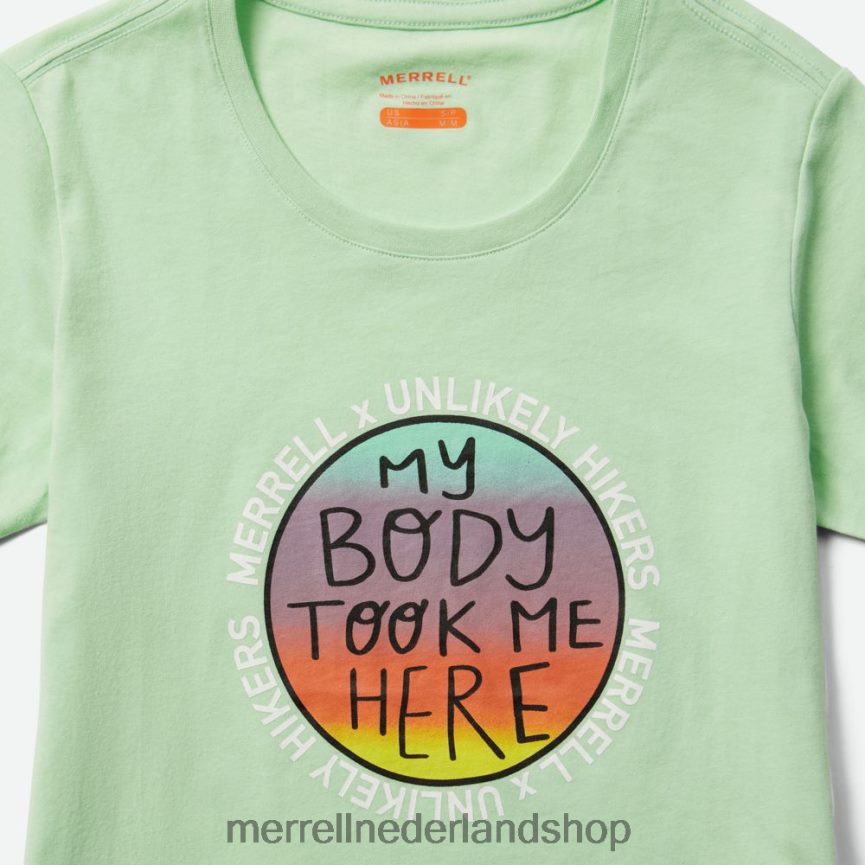 Unlikely Hikers X Merrell vrouwen 4FFP6T1266 T-shirt met korte mouwen (jws26683-330) kleren mist groen